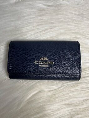 COACH leather key holder in navy